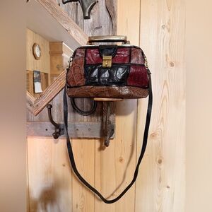 Sudhaus Patchwork Leather Handbag - Black, Brown, Red
